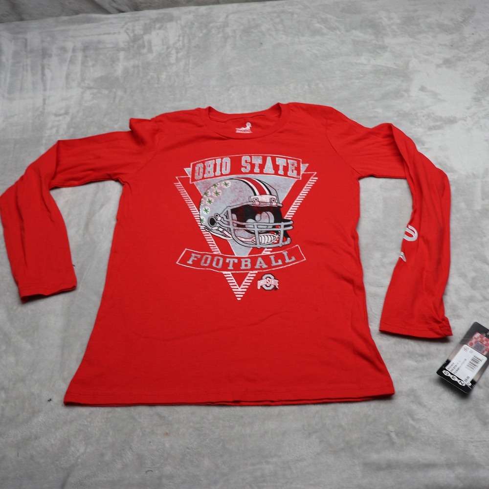 Ohio State Football Shirt Youth Medium 10-12 Gen 2 Red Long Sleeve $28 NEW